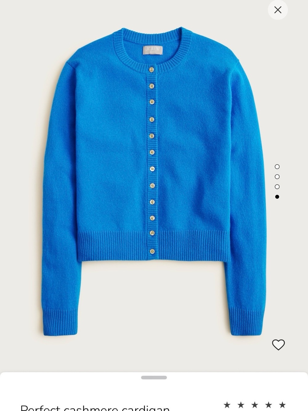 J. Crew Women’s Brilliant Cobalt Blue Cashmere Crewneck Cardigan XL